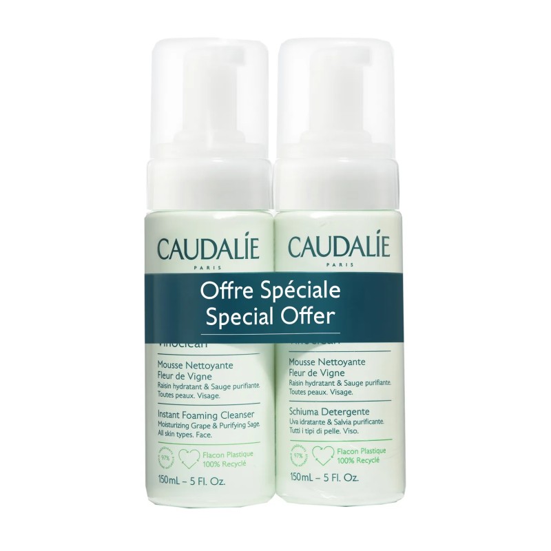 CAUDALIE VINOCLEAN DUO MOUSSE NETTOYANTE FLEUR DE VIGNE 150ML X 2
