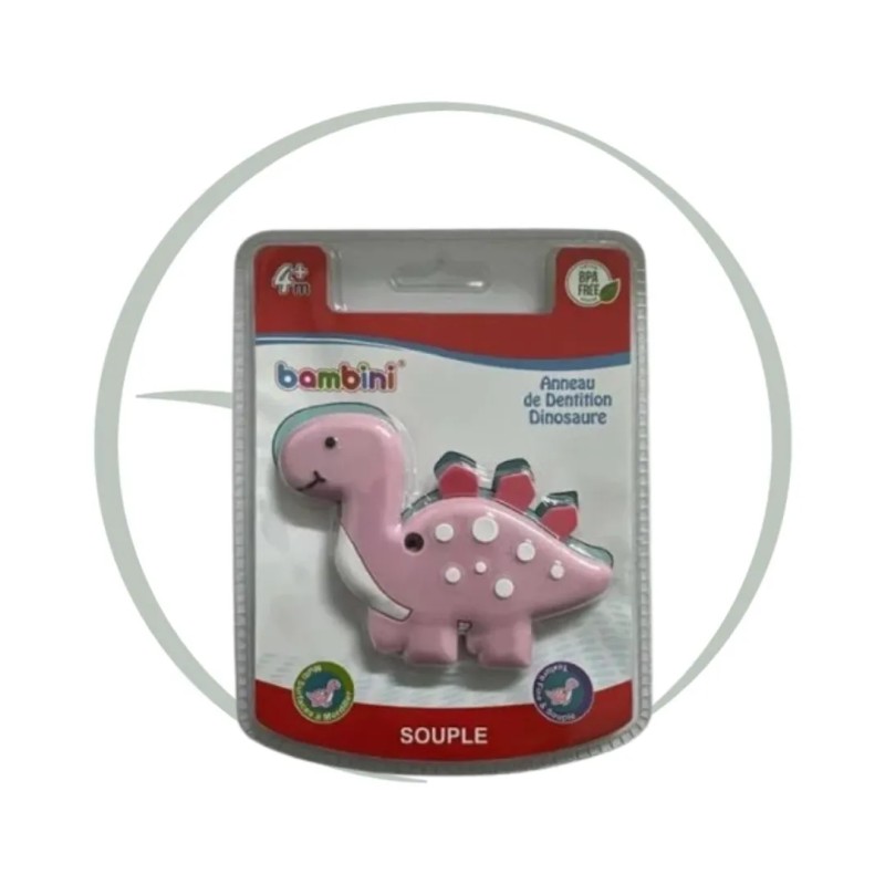 BAMBINI ANNEAU DE DENTITION DINOSAURE - 489 - ROSE