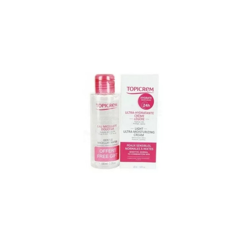 TOPICREM CREME ULTRA HYDRATANTE LEGERE, 40ML+ EAU MICELLAIRE OFFERT 100ML
