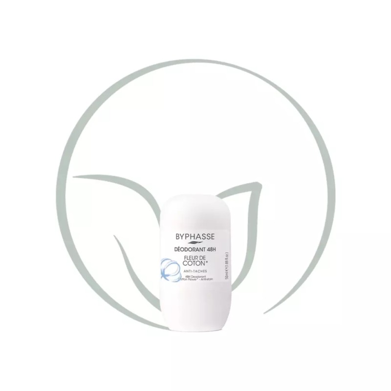 BYPHASSE DEODORANT ROLL ON ANTI TACHES FLEUR DE COTON 50ML