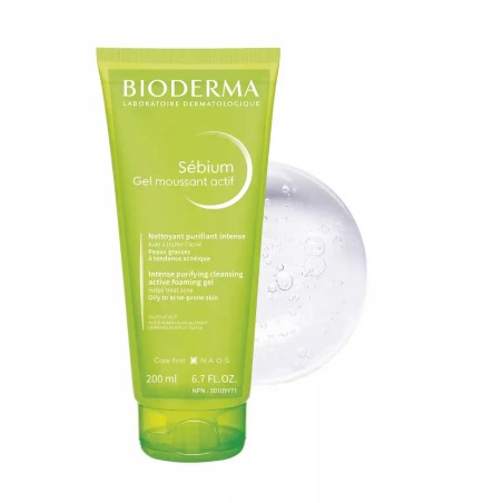 BIODERMA SEBIUM GEL MOUSSANT ACTIF 200ML PEAUX GRASSES A TENDANCE ACNEIQUE