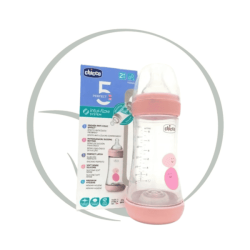 CHICCO BIBERON PERFECT 5 EN PLASTIQUE 2M+ 240ML - ROSE