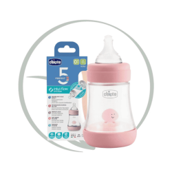 CHICCO BIBERON PERFECT 5 EN PLASTIQUE 0M+ 150ML - ROSE