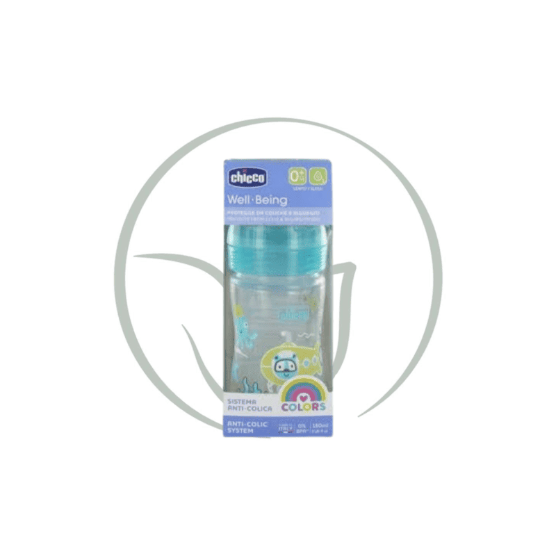 CHICCO BIBERON WELL-BEING EN POLYPROPYLÈNE 0M+ 150ML - BLEU
