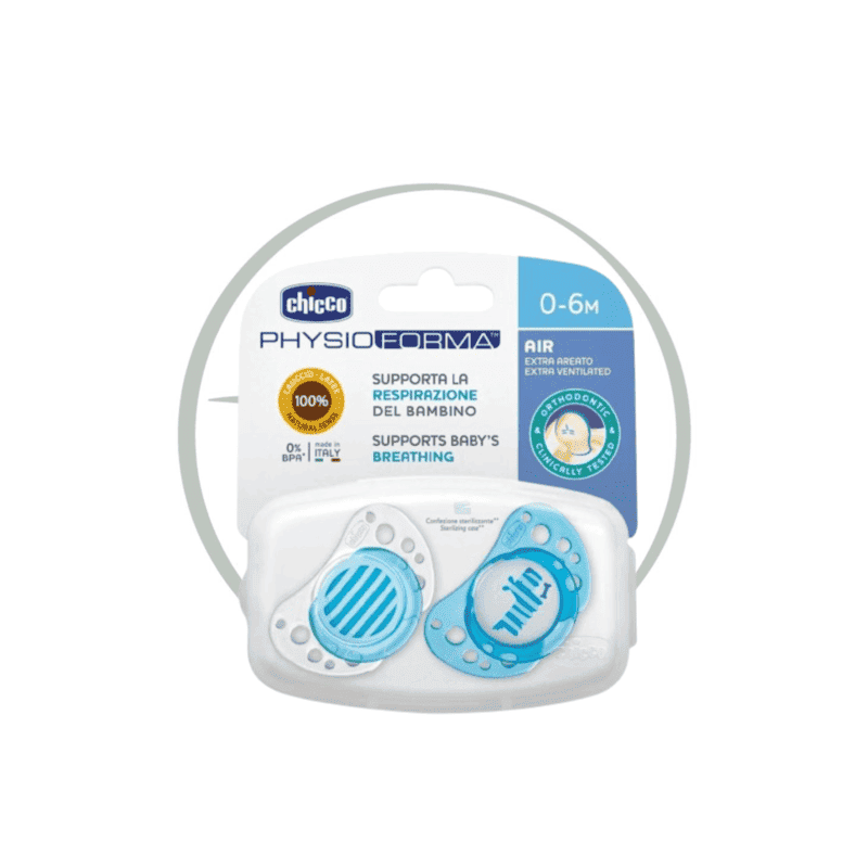 CHICCO SUCETTE PHYSIOFORMA AIR 0- 6M - BLEU