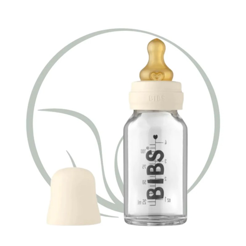 BIBS BIBERON EN VERRE SET COMPLET 0M+ 110ML - IVORY