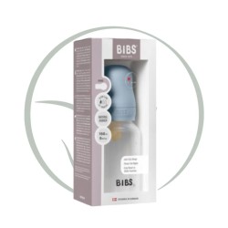 BIBS BIBERON BOTTLE LATEX SLOW FLOW BABY 0M+ 150ML - BLUE