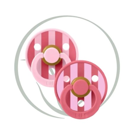 BIBS 2 SUCETTES NATURAL RUBBER BABY PINK CORAL 0M+ - size 1 0m+