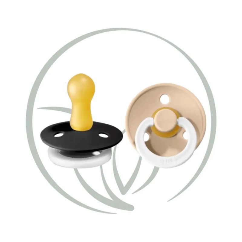 BIBS 2 SUCETTES PACIFIER BLACK GLOW VANILLA GLOW - size 1 0m+