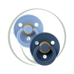 BIBS 2 SUCETTES NATURAL RUBBER BLUE - size 2 6m+