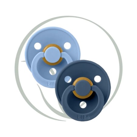 BIBS 2 SUCETTES NATURAL RUBBER BLUE - size 2 6m+