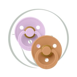 BIBS 2 SUCETTES COLOUR NATURAL RUBBER VIOLET SKY PUMPKIN - size 1 0m+