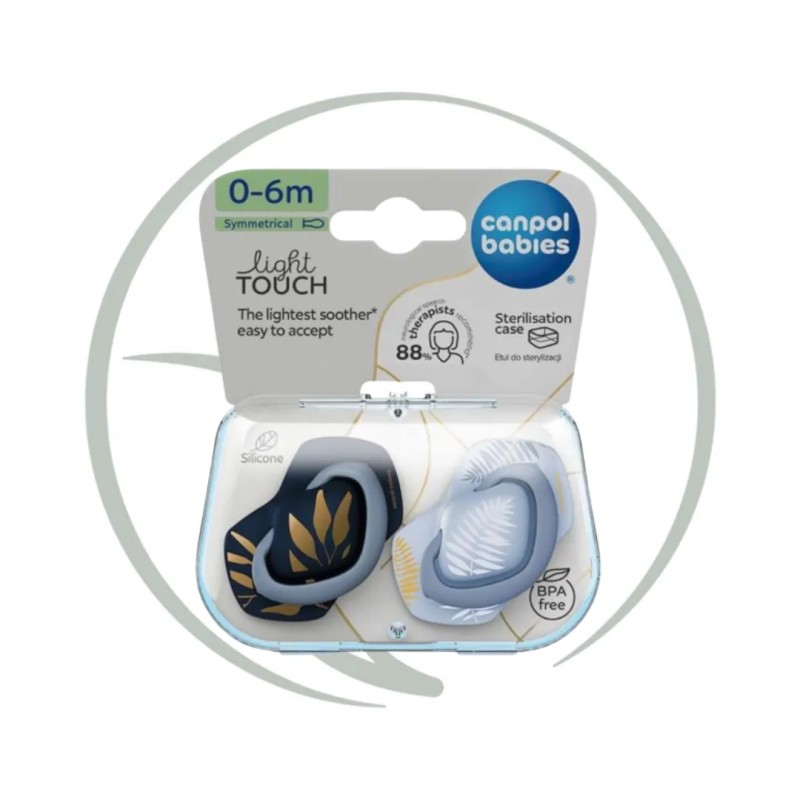 CANPOL BABIES SUCETTE LIGHT TOUCH SYMETRIQUE GOLD BLEU 2 PCS - 0-6 mois