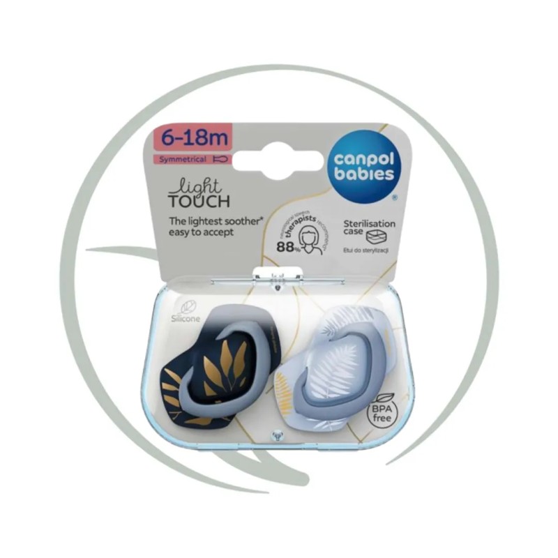 CANPOL BABIES SUCETTE LIGHT TOUCH SYMETRIQUE GOLD BLEU 2 PCS - 6-18 mois