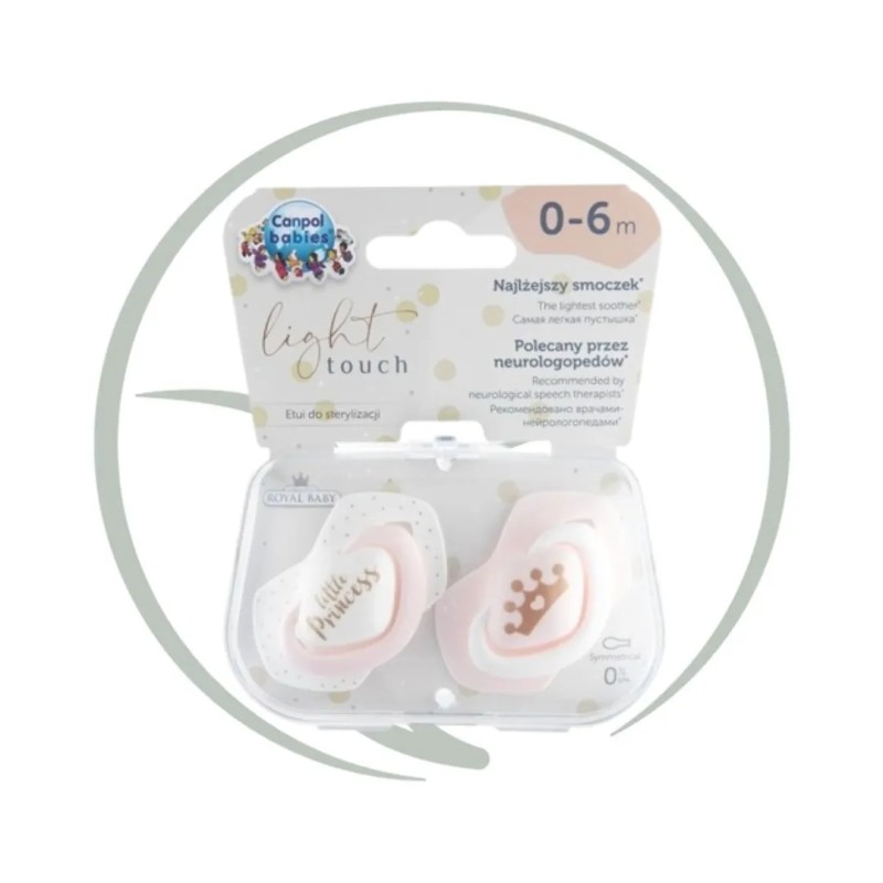CANPOL BABIES 2 SUCETTES UNIVERSELLES ROYAL BABY 0-18M - 0-6M ROYAL BABY 22-650 ROSE