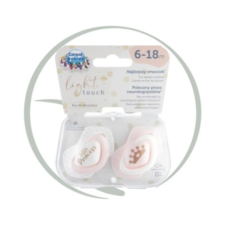 CANPOL BABIES 2 SUCETTES UNIVERSELLES ROYAL BABY 0-18M - 6-18M ROYAL BABY 2/651 ROSE