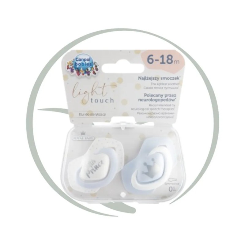 CANPOL BABIES 2 SUCETTES UNIVERSELLES ROYAL BABY 0-18M - 6-18M ROYAL BABY 2/651 BLEU