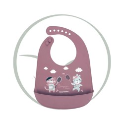 CANPOL BABIES BAVOIR SILICONE AVEC POCHE BONJOUR PARIS 74/027 - ROSE