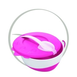 CANPOL BABIES BOL 350ML AVEC COUCIE ET CUILLER AVEC COUVERCLE 31/406 - ROSE