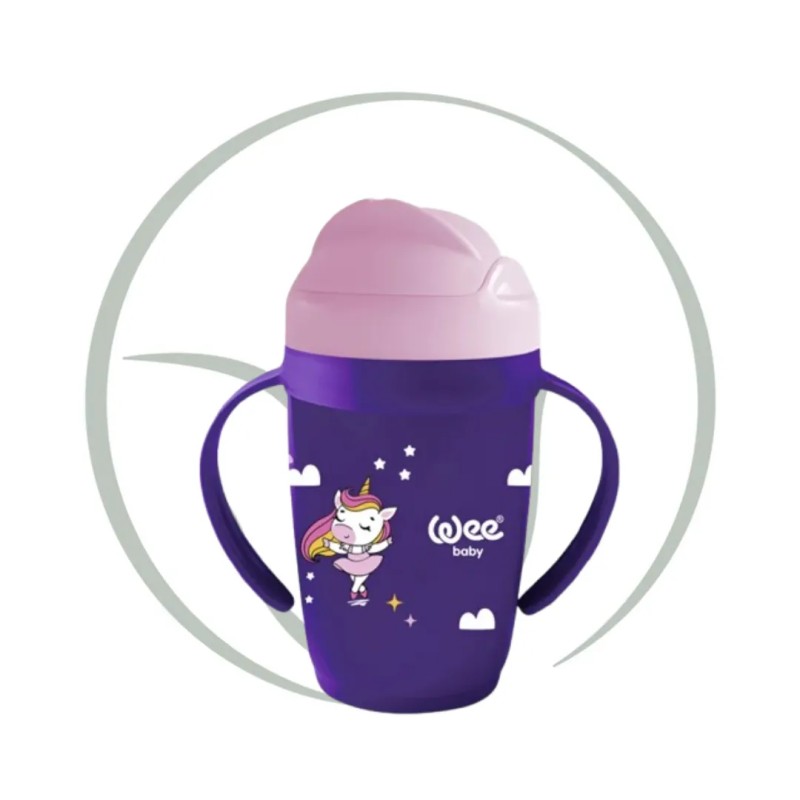 WEE BABY TASSE AVEC PAILLE +6MOIS 265ML - MAUVE